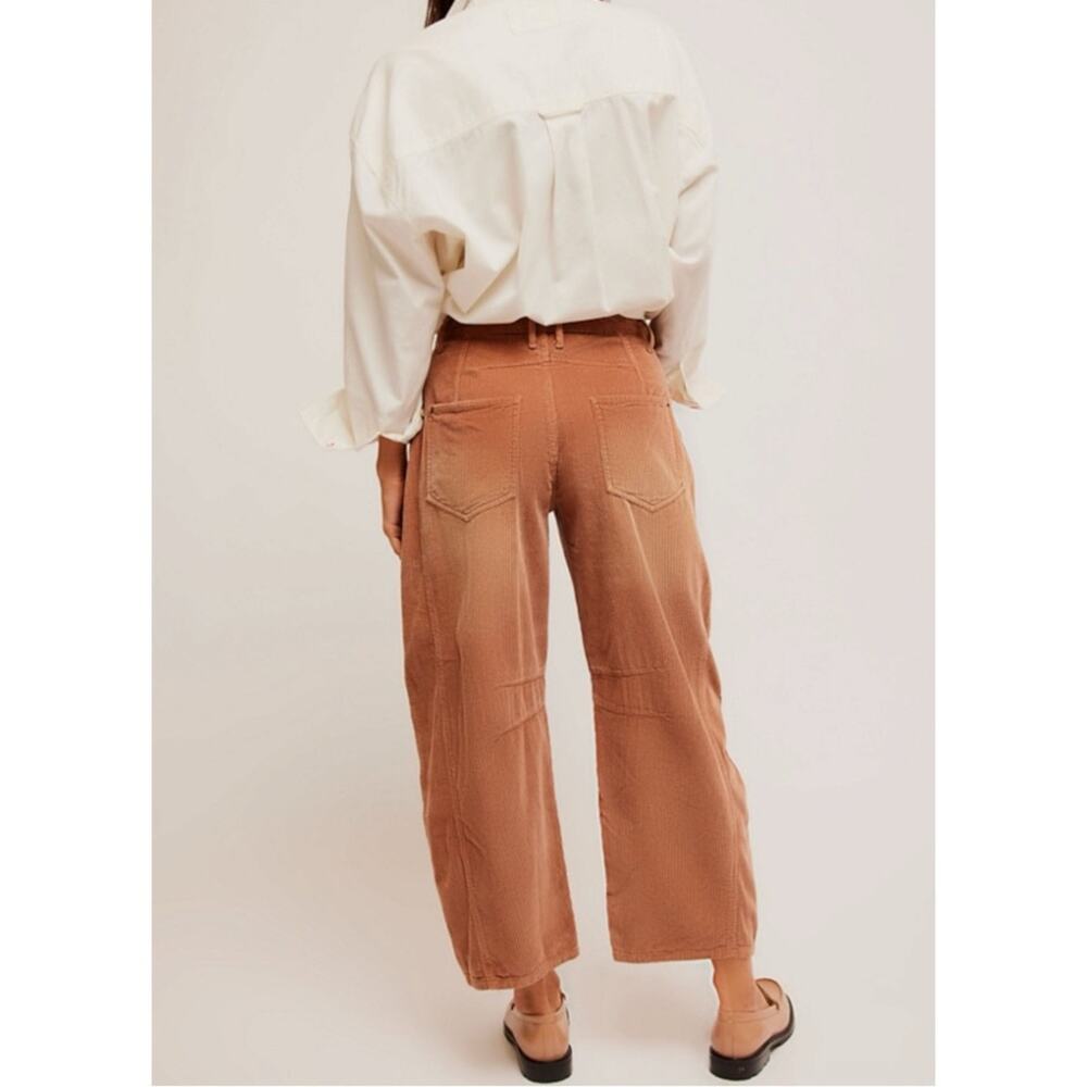 Free People Good Luck Cord Barrel Jeans Tan Brown Neutral Size 27 Corduroy - Picture 4 of 15